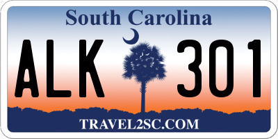 SC license plate ALK301