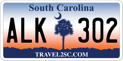 SC license plate ALK302
