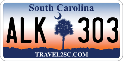 SC license plate ALK303