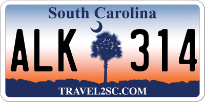 SC license plate ALK314