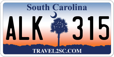 SC license plate ALK315