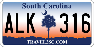 SC license plate ALK316