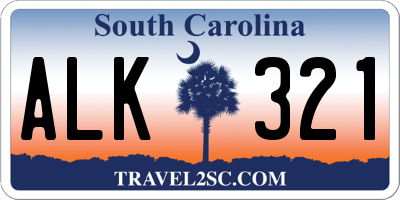 SC license plate ALK321
