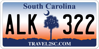 SC license plate ALK322