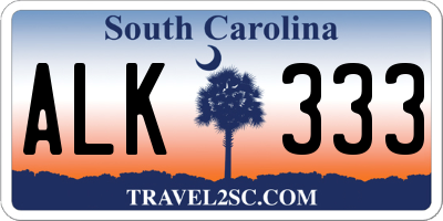 SC license plate ALK333
