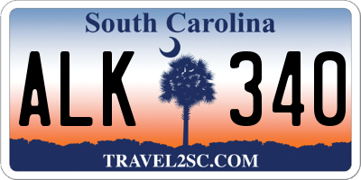 SC license plate ALK340