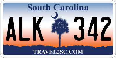 SC license plate ALK342