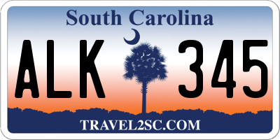 SC license plate ALK345