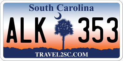 SC license plate ALK353