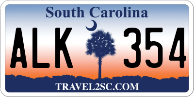 SC license plate ALK354