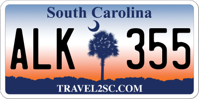 SC license plate ALK355