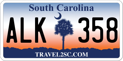 SC license plate ALK358