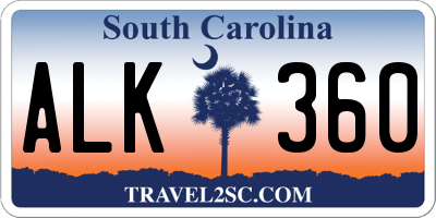 SC license plate ALK360