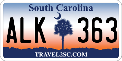 SC license plate ALK363