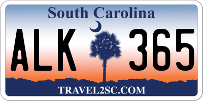 SC license plate ALK365