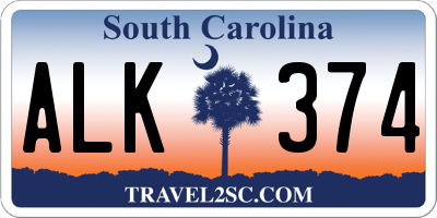 SC license plate ALK374