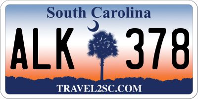 SC license plate ALK378