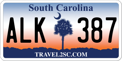 SC license plate ALK387