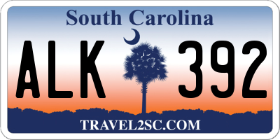 SC license plate ALK392