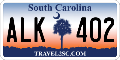 SC license plate ALK402