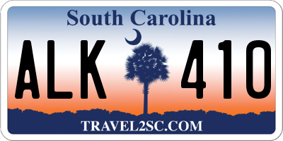 SC license plate ALK410
