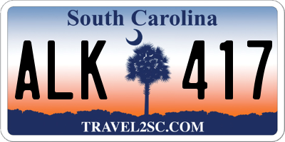 SC license plate ALK417