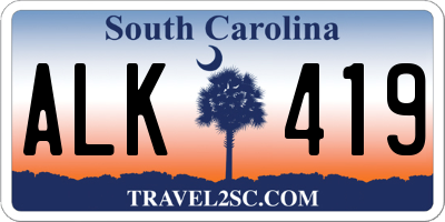 SC license plate ALK419