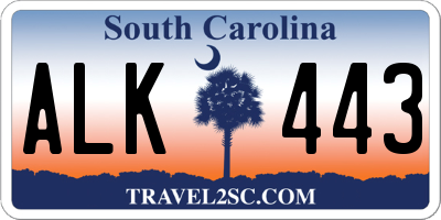 SC license plate ALK443