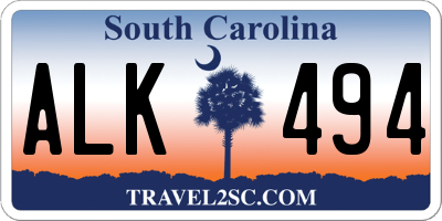 SC license plate ALK494