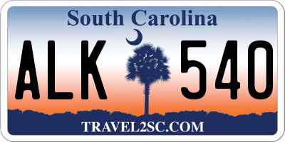 SC license plate ALK540