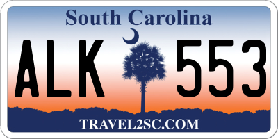 SC license plate ALK553