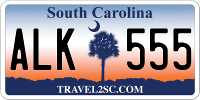 SC license plate ALK555