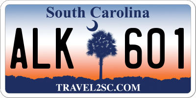 SC license plate ALK601