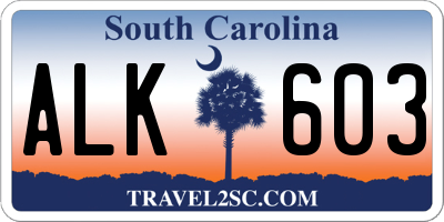 SC license plate ALK603