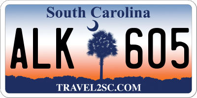 SC license plate ALK605
