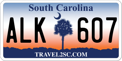 SC license plate ALK607