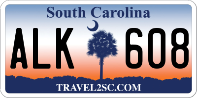 SC license plate ALK608