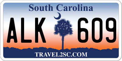 SC license plate ALK609