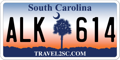 SC license plate ALK614