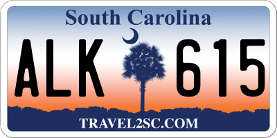 SC license plate ALK615