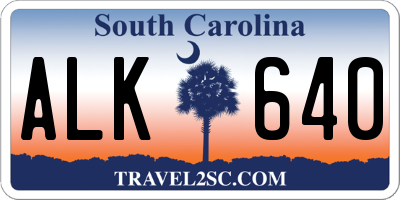 SC license plate ALK640