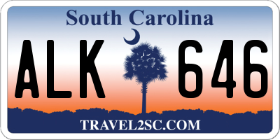 SC license plate ALK646