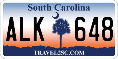 SC license plate ALK648