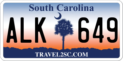 SC license plate ALK649