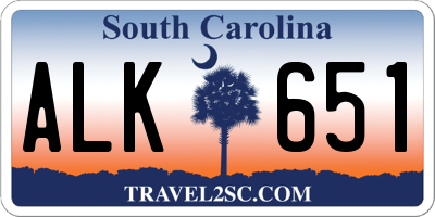 SC license plate ALK651