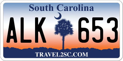 SC license plate ALK653