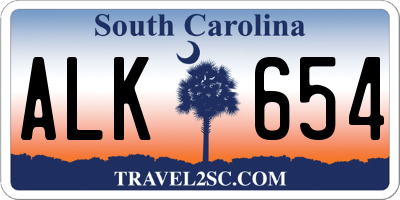 SC license plate ALK654