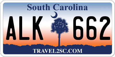 SC license plate ALK662