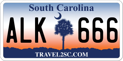 SC license plate ALK666
