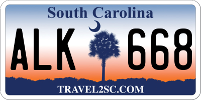 SC license plate ALK668